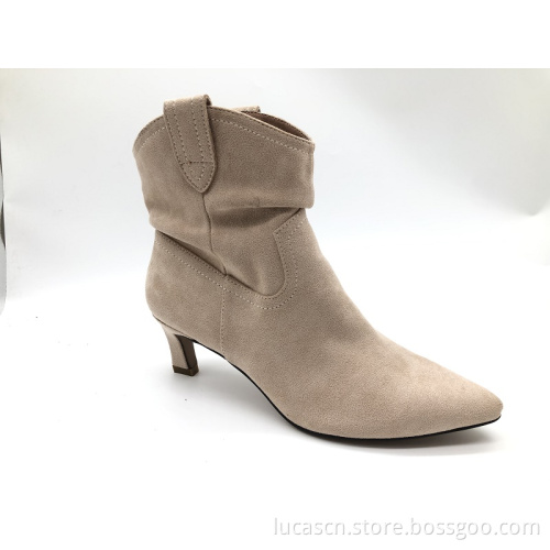 Customized Ladies Pointed Toe Kitten Heel Ankle Boots